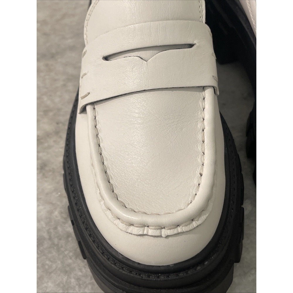 Mark Fisher Loafers Shoes Womens 6.5 White Leather Morris Lug Sole Chunky Boho - Picture 6 of 8